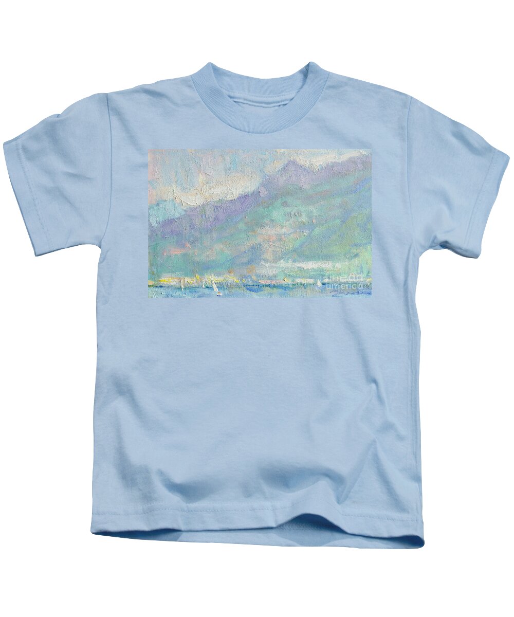 Fresia Kids T-Shirt featuring the painting Montagne Arcobaleno by Jerry Fresia