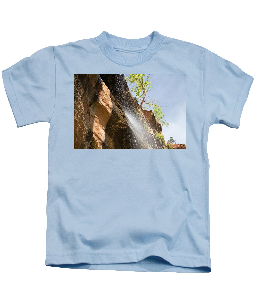 Waterfall Kids T-Shirt featuring the photograph Waterfall Zion National Park by Natalie Rotman Cote