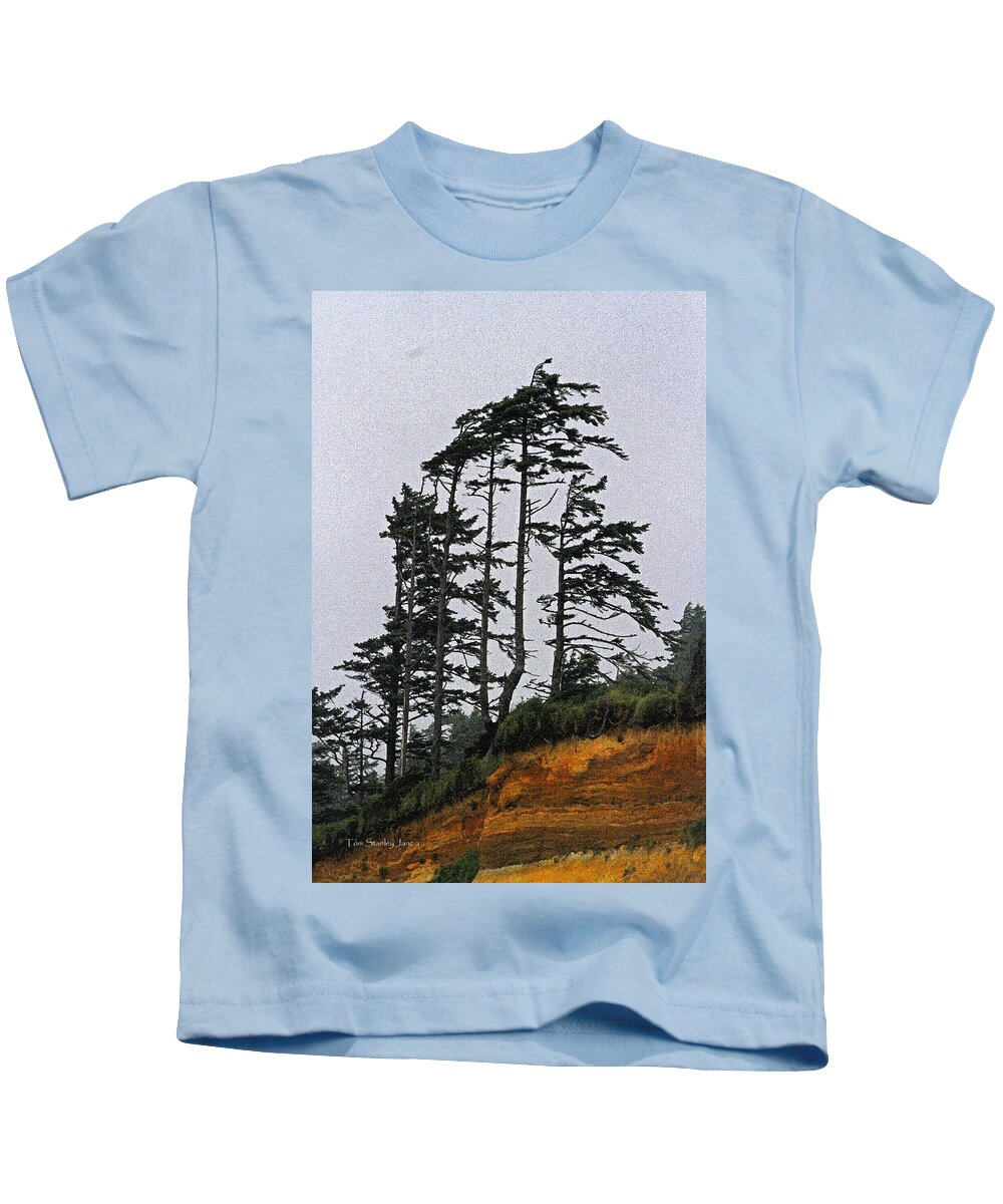Weathered Fir Tree Above The Ocean Kids T-Shirt featuring the photograph Weathered Fir Tree Above The Ocean by Tom Janca