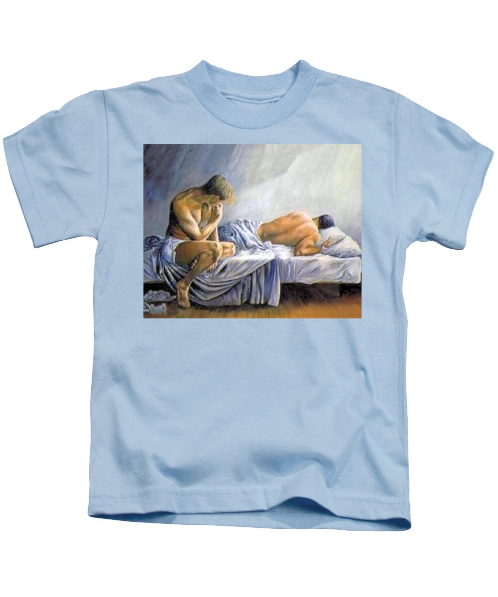 Dreaming Kids T-Shirt featuring the painting What is He Dreaming by Troy Caperton