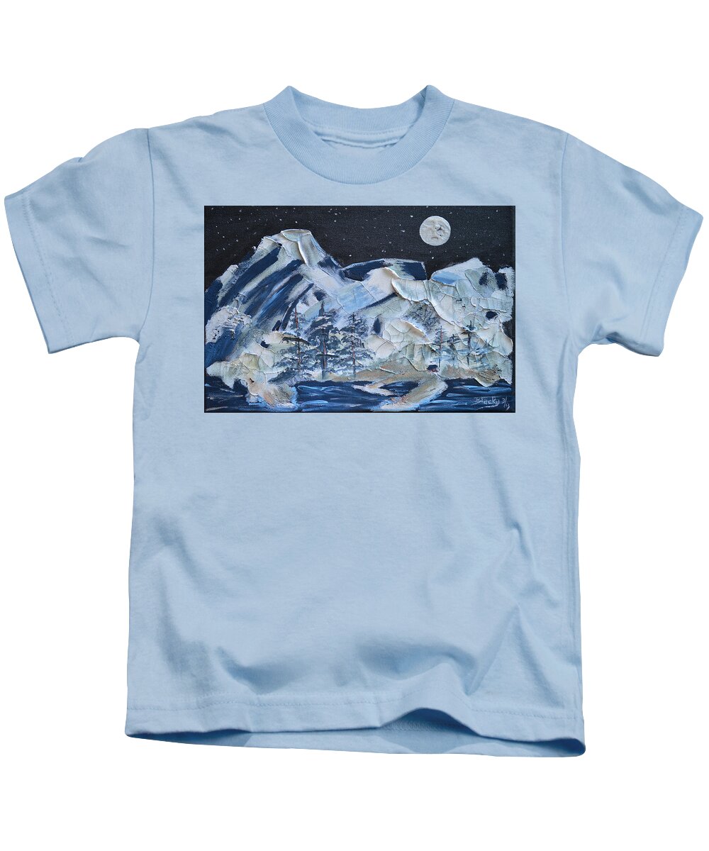 Mountain Kids T-Shirt featuring the painting Wilderness Sky by Donna Blackhall