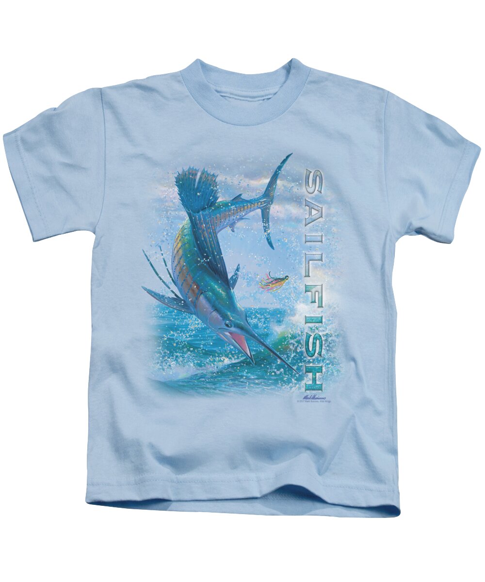 Wildlife Kids T-Shirt featuring the digital art Wildlife - Leaping Sailfish by Brand A