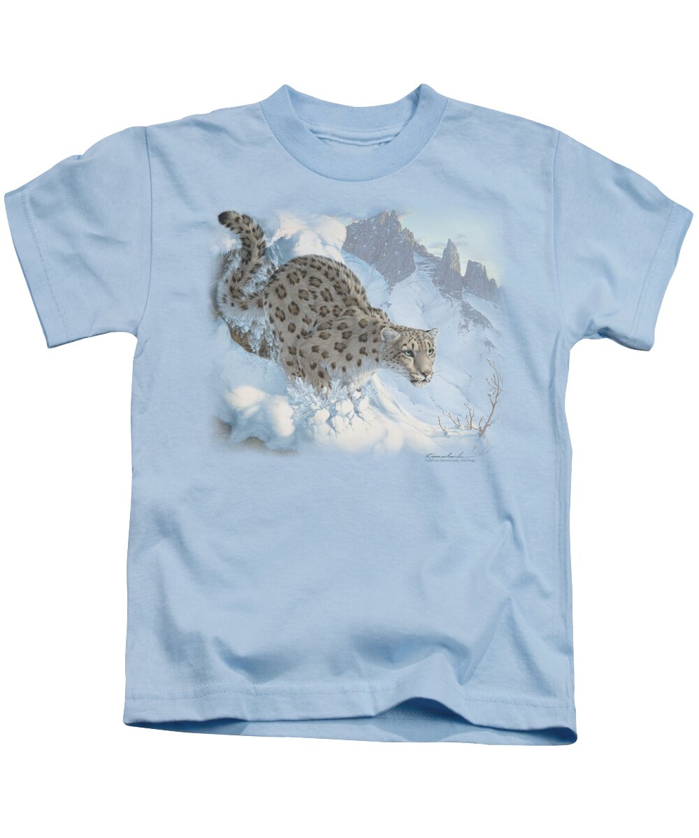Wildlife Kids T-Shirt featuring the digital art Wildlife - Snow Leopard by Brand A