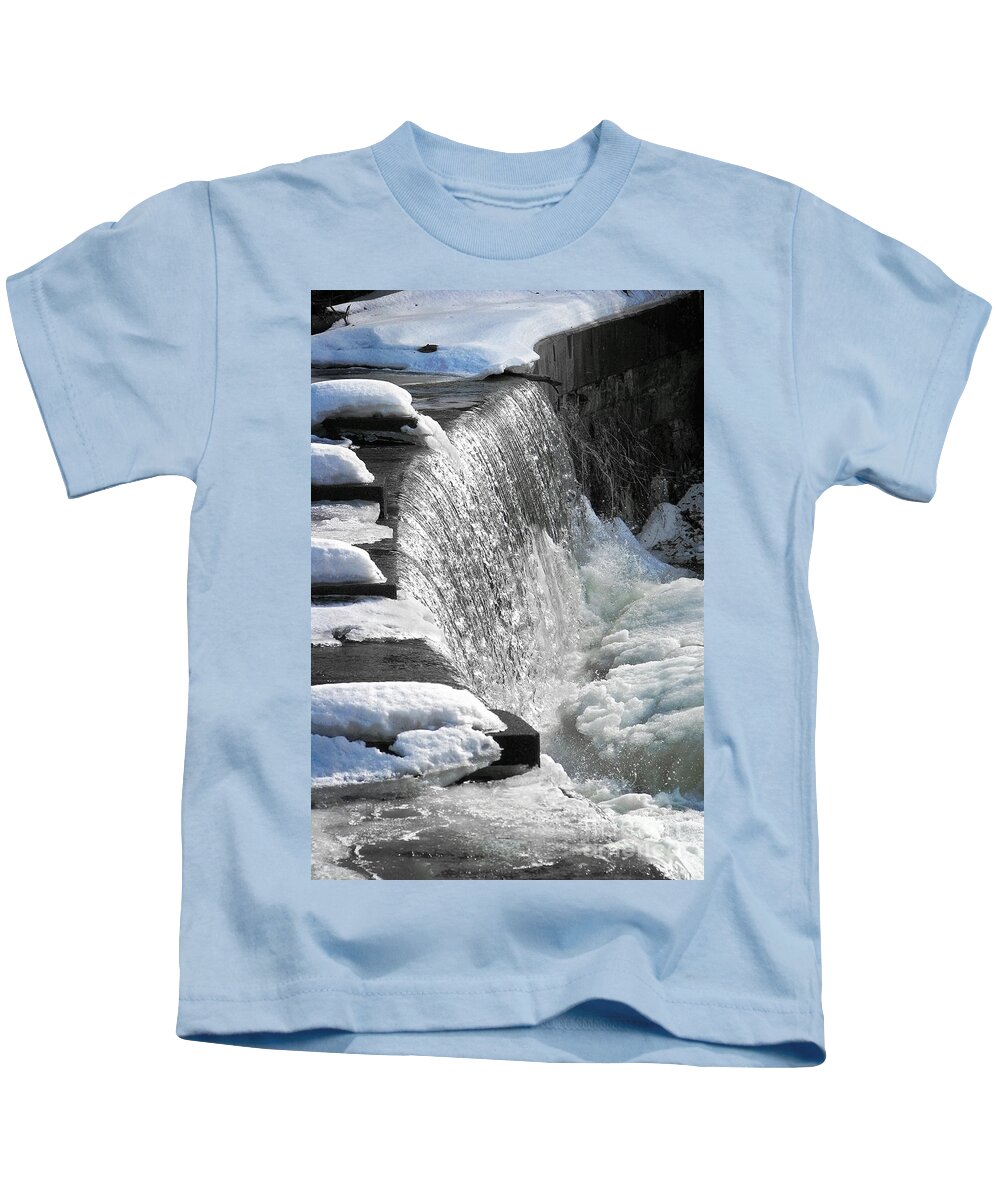 Waterfall Kids T-Shirt featuring the photograph Winter Thaw by Ellen Cotton