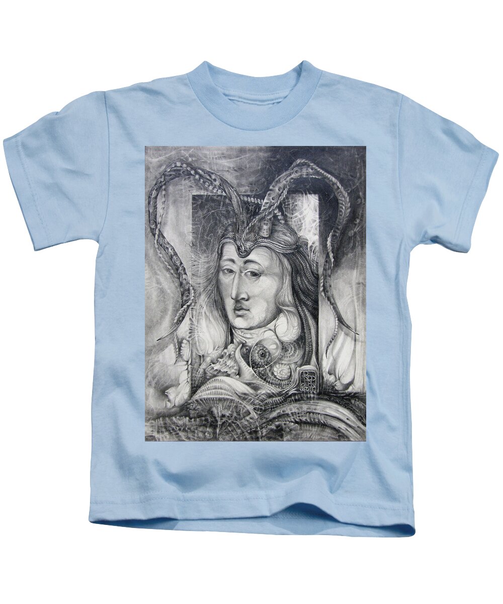 Wizard Kids T-Shirt featuring the drawing Wizard Of Bogomil's Island - The Fomorii Conjurer by Otto Rapp