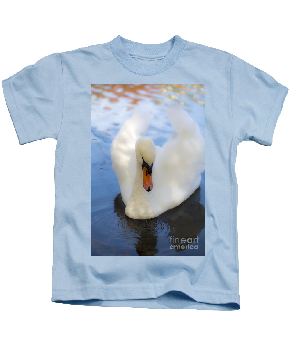 Swan Kids T-Shirt featuring the photograph Serenity #1 by Leslie Leda