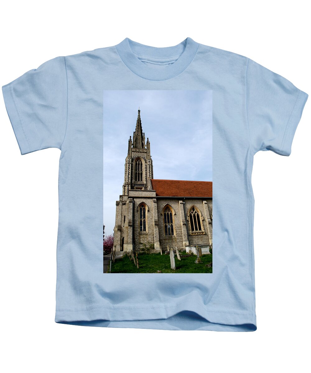 All Saints Kids T-Shirt featuring the photograph All Saints Church Marlow by Chris Day
