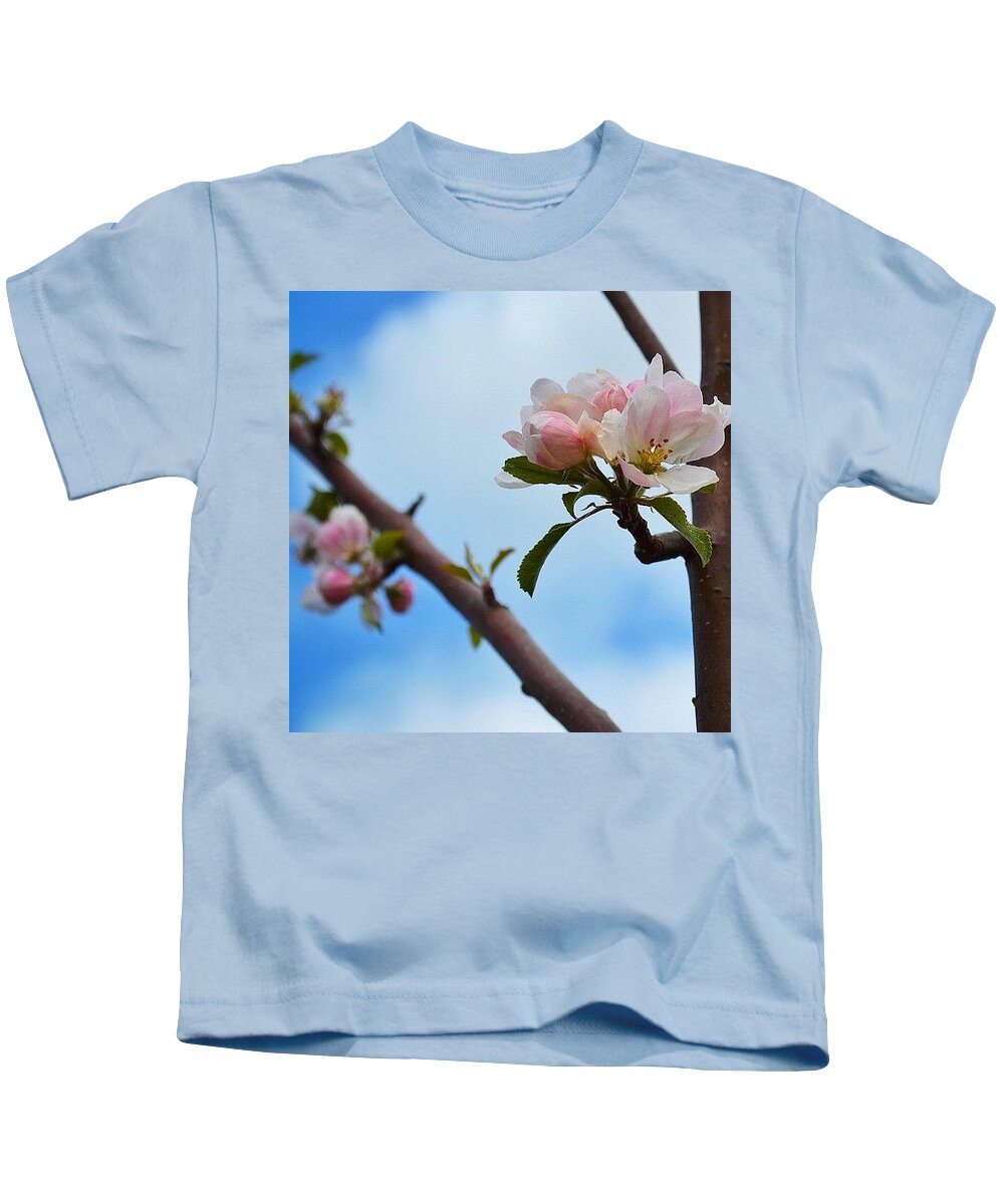 Instaaaaah Kids T-Shirt featuring the photograph Apple Blossom In The Sky by Silva Halo