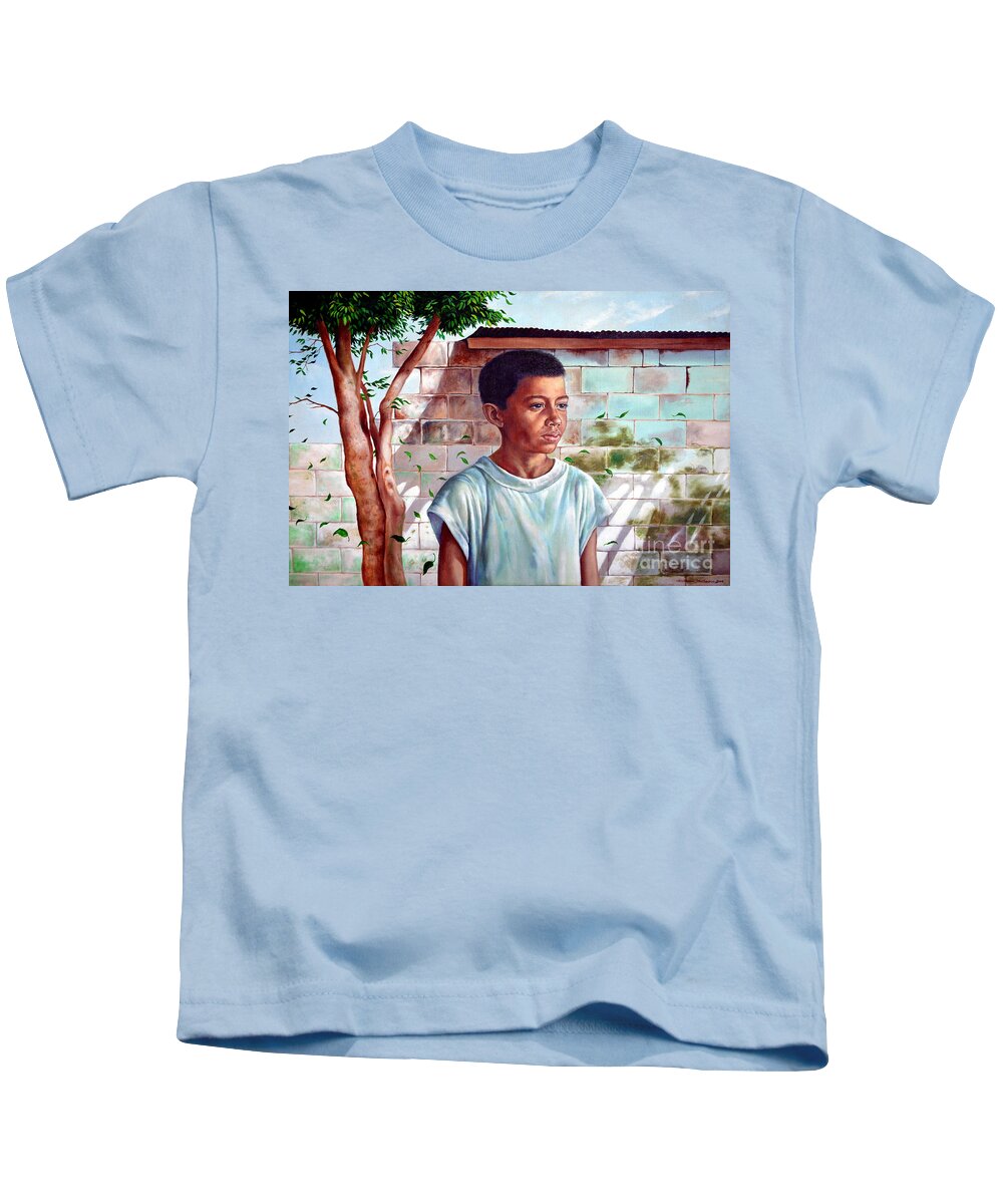 Bata Kids T-Shirt featuring the painting Bata the Filipino Child by Christopher Shellhammer