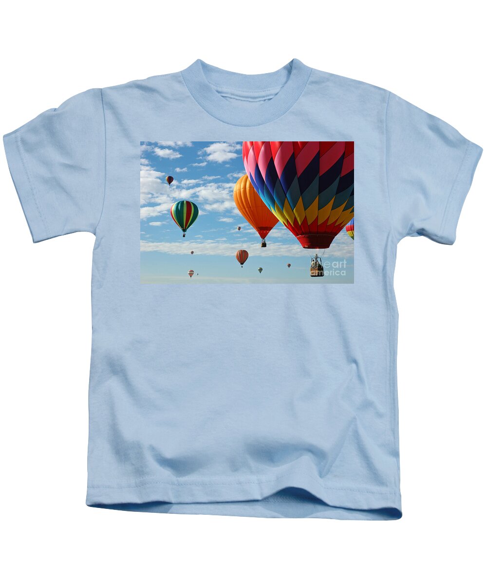 Hot Air Balloons Kids T-Shirt featuring the photograph Busy Times by Vivian Christopher