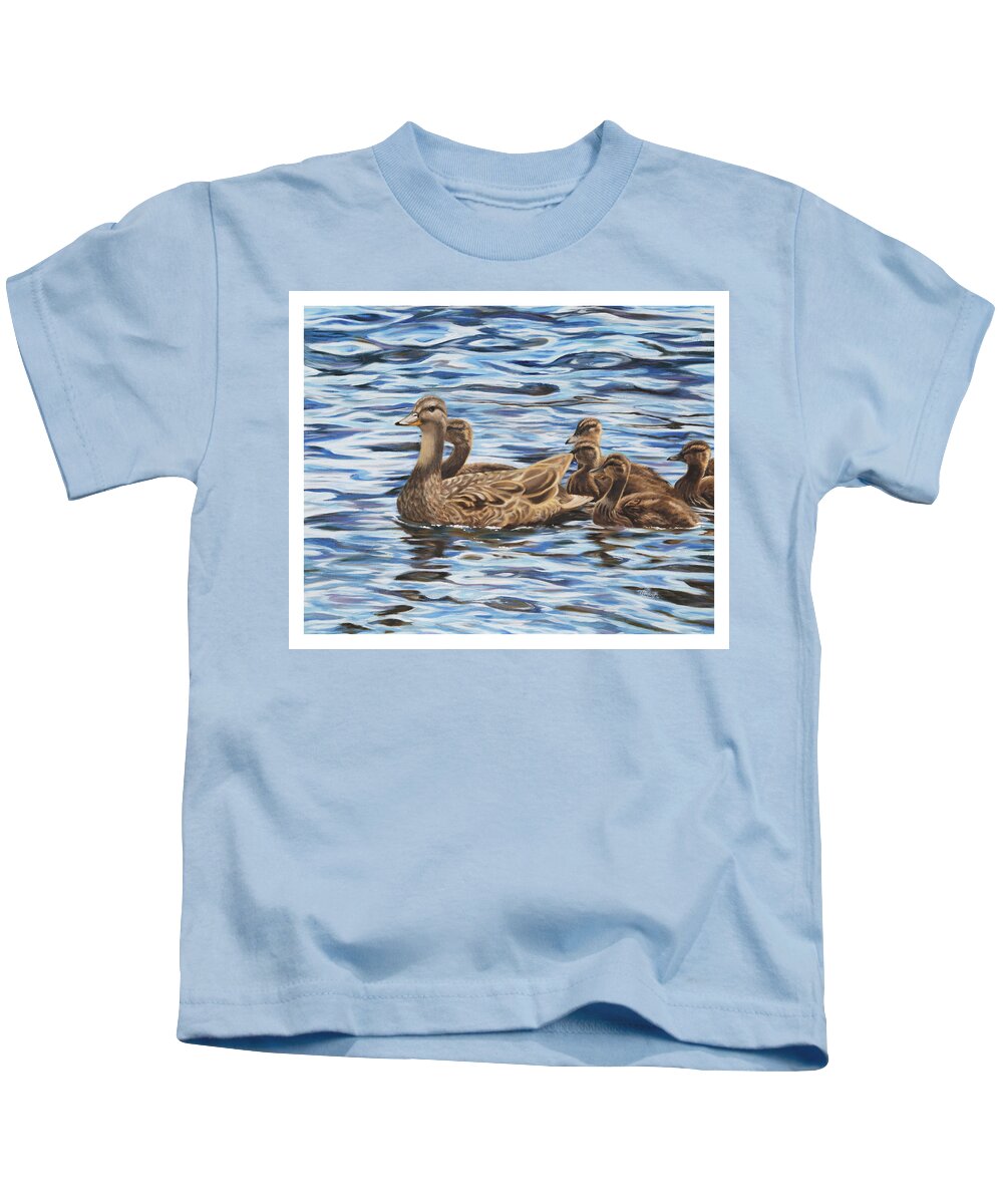 Mallard Ducks Kids T-Shirt featuring the painting Family Outing by Tammy Taylor
