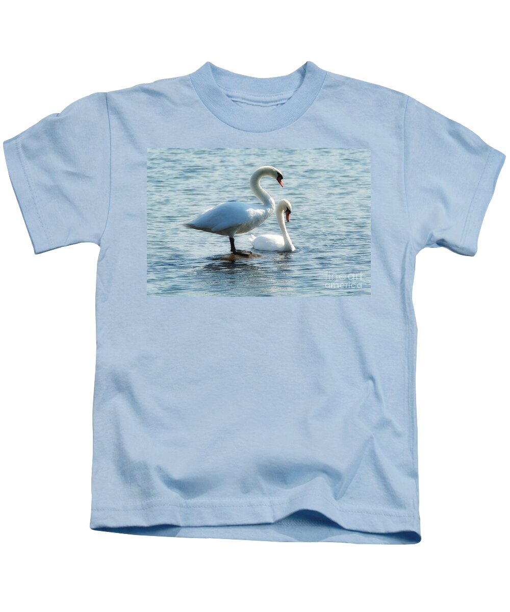 Swan Kids T-Shirt featuring the photograph Mating Pair by Andrea Kollo