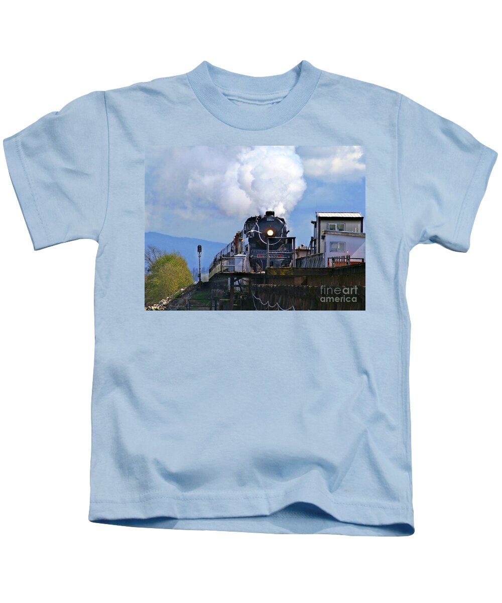Trains Kids T-Shirt featuring the photograph Old Steam Train by Randy Harris