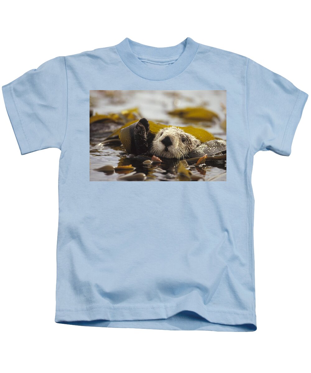 Mp Kids T-Shirt featuring the photograph Sea Otter Enhydra Lutris Floating by Gerry Ellis