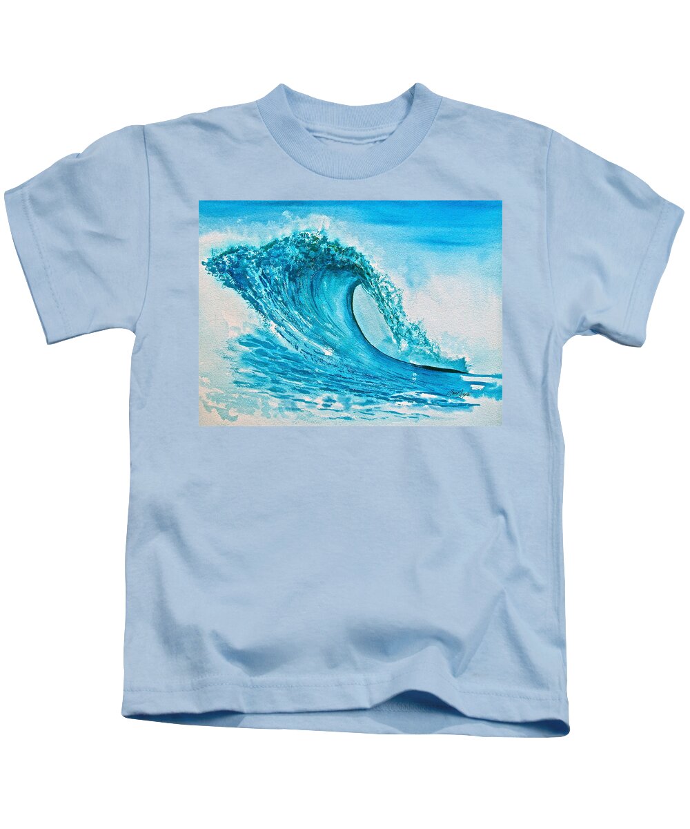 Wave Kids T-Shirt featuring the painting Symphony in Blue Green by Frank SantAgata