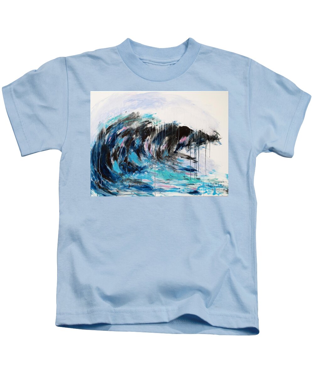 Abstract Kids T-Shirt featuring the painting Wave number 3 by Lidija Ivanek - SiLa
