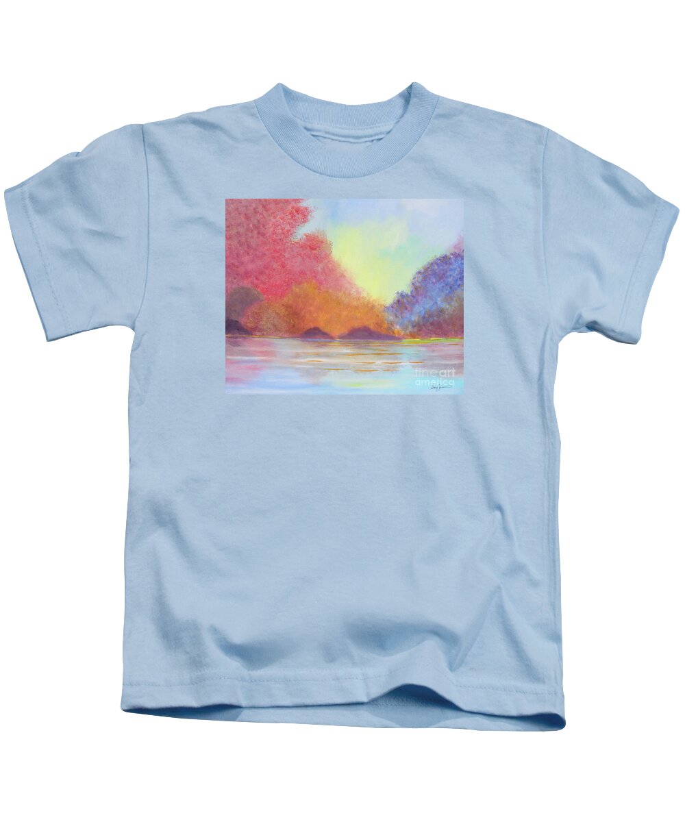 Fall Kids T-Shirt featuring the painting Autumn's Aura #1 by Stacey Zimmerman