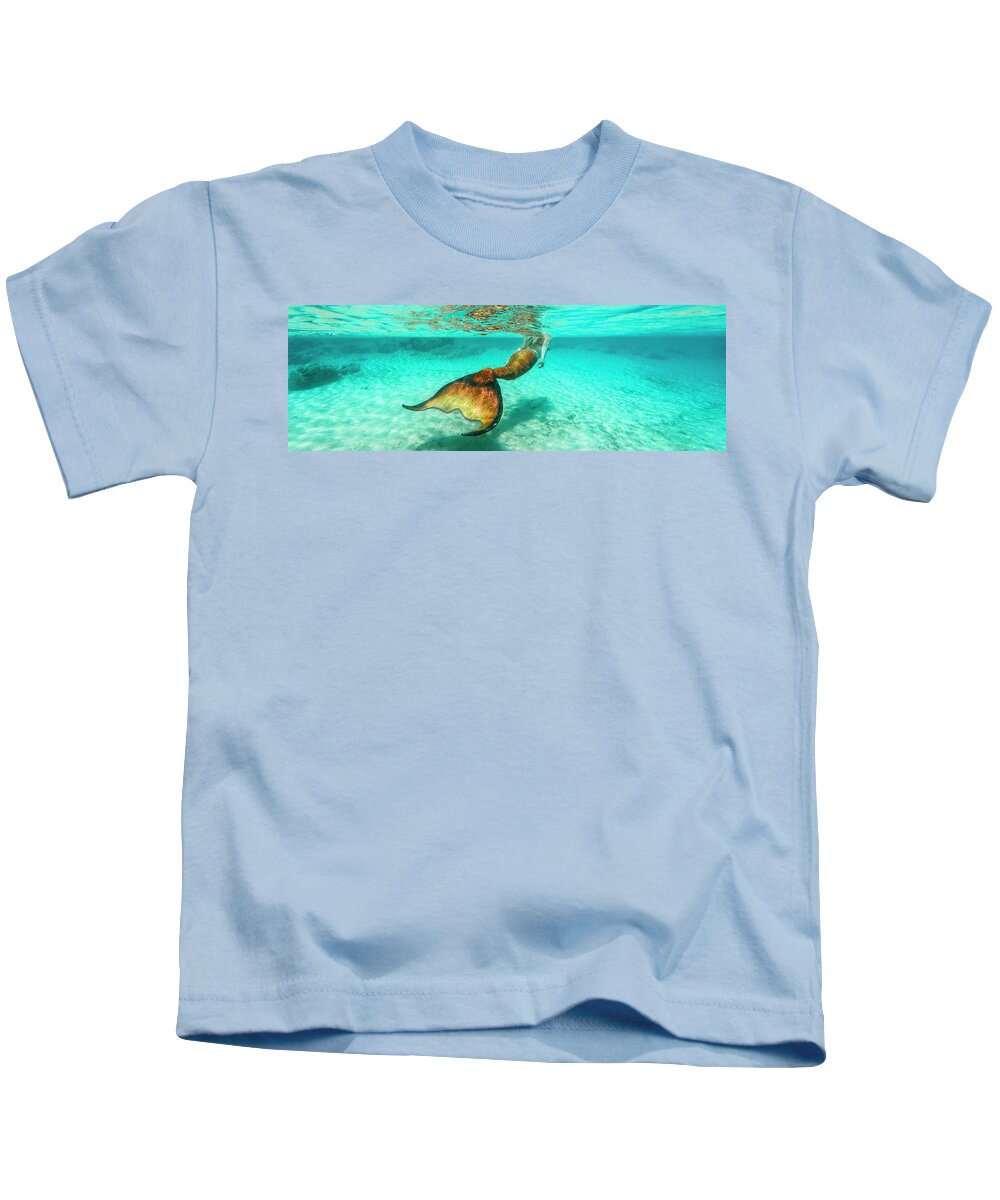 Mermaid Kids T-Shirt featuring the photograph Mermaid BluesPanorama by Leonardo Dale