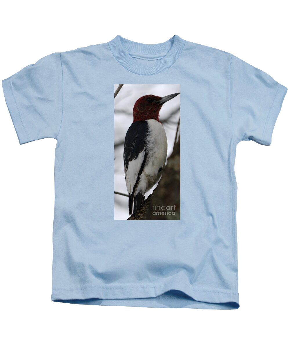 High Virginia Images Kids T-Shirt featuring the photograph Red-headed Woodpecker by Randy Bodkins
