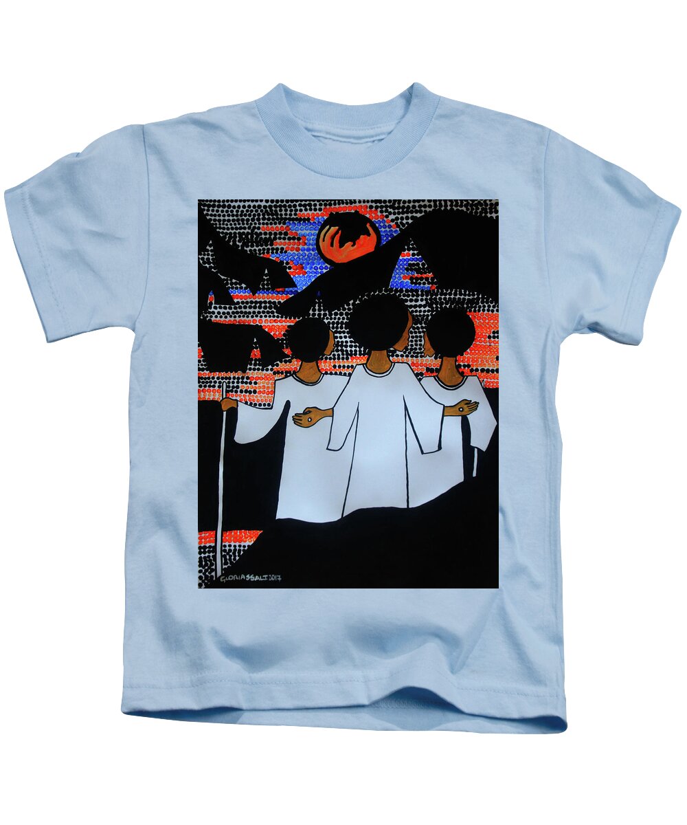 Jesus Kids T-Shirt featuring the painting Road to Emmaus #1 by Gloria Ssali
