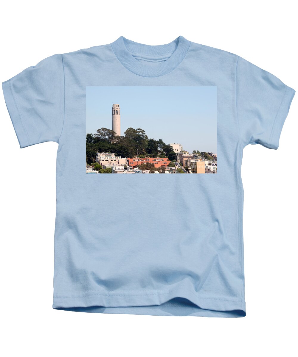 Aerial Kids T-Shirt featuring the photograph San Francisco Coit Tower #1 by Henrik Lehnerer