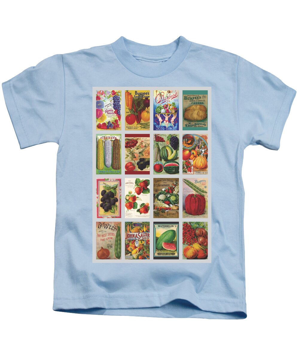 Vintage Kids T-Shirt featuring the photograph Vintage Farm Seed Packs #1 by Debbie Karnes
