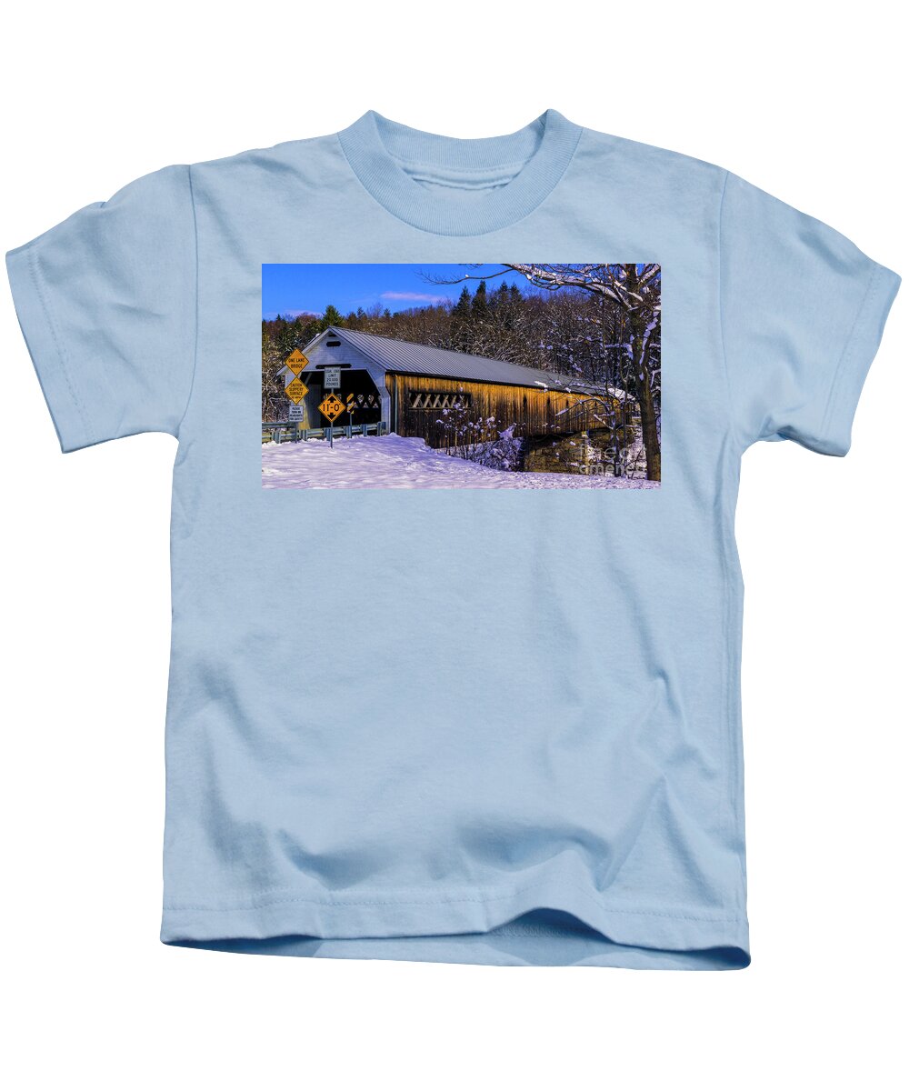 Vermont Kids T-Shirt featuring the photograph West Dummerston Covered Bridge #1 by Scenic Vermont Photography