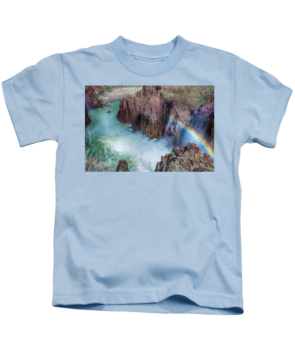 Oregon Kids T-Shirt featuring the photograph 10883 Rainbow Over Owyhee by Pamela Williams