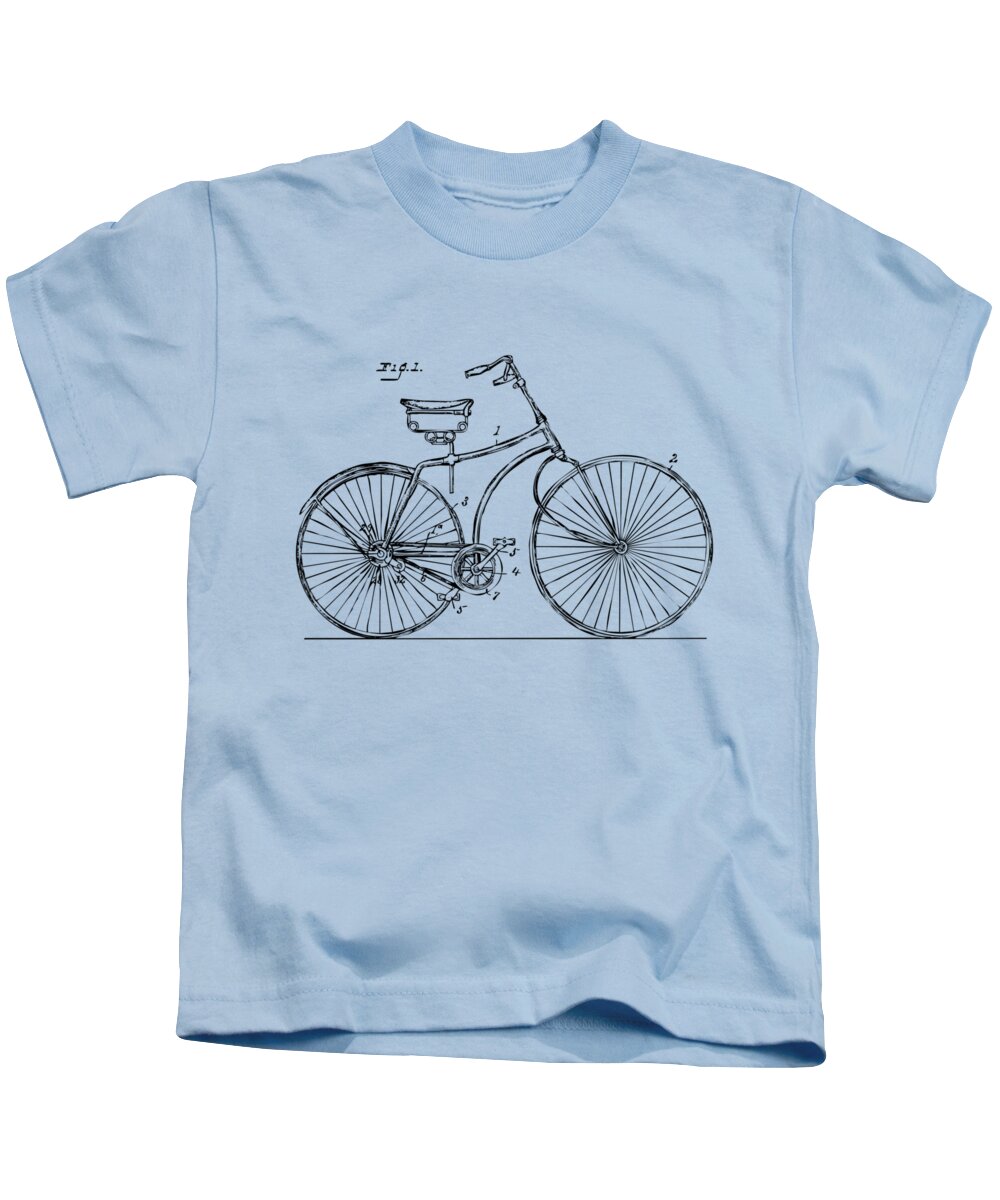 Bicycle Kids T-Shirt featuring the digital art 1890 Bicycle Patent Minimal - Vintage by Nikki Marie Smith