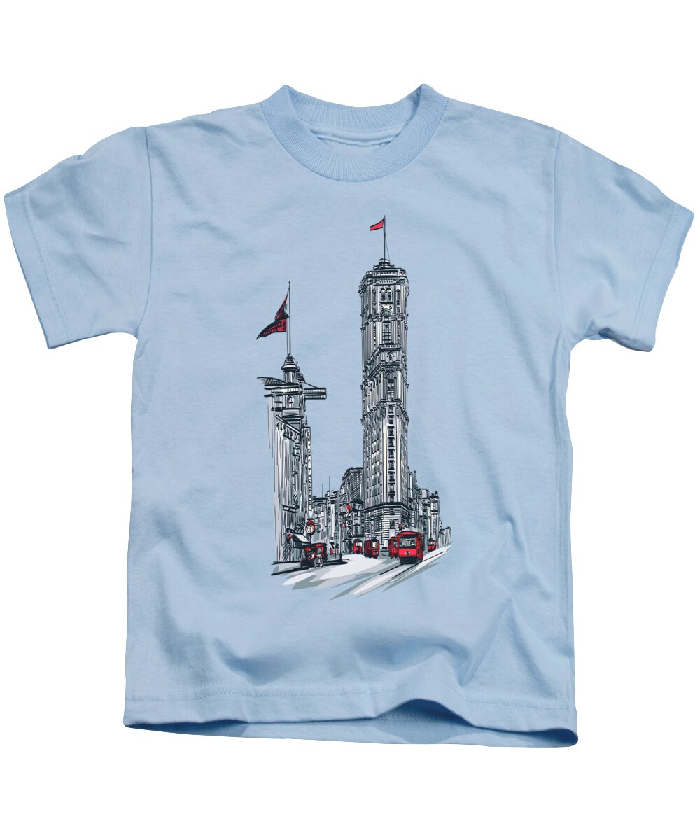 Times Square Kids T-Shirt featuring the painting 1908 Times Square,NY by Andrzej Szczerski