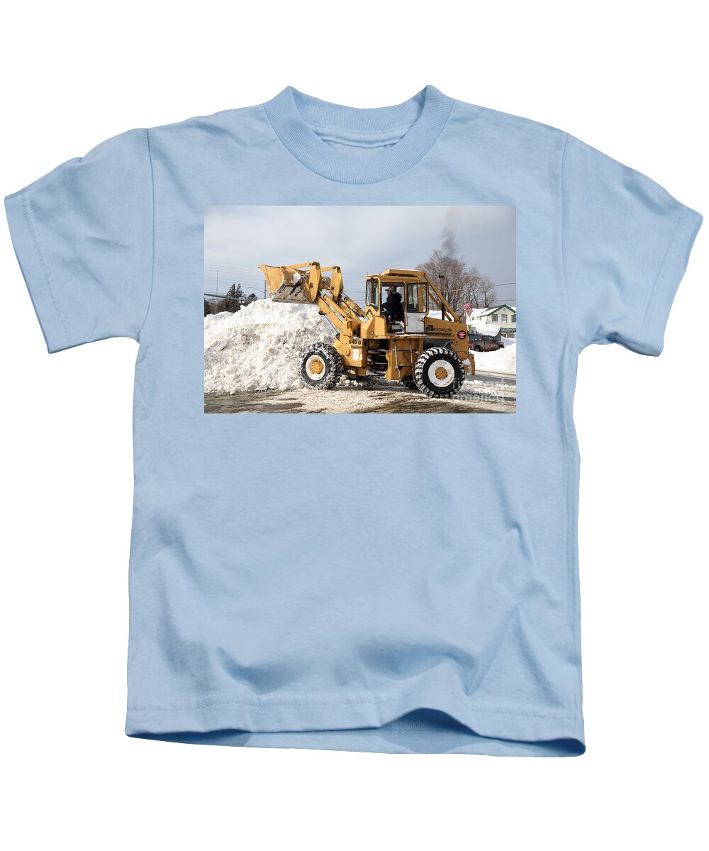 Snowstorm Kids T-Shirt featuring the photograph Removing Snow #2 by Ted Kinsman