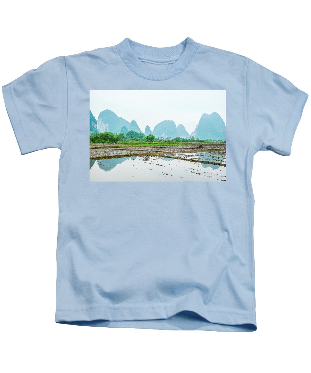The Beautiful Karst Rural Scenery In Spring Kids T-Shirt featuring the photograph Karst rural scenery in spring #54 by Carl Ning