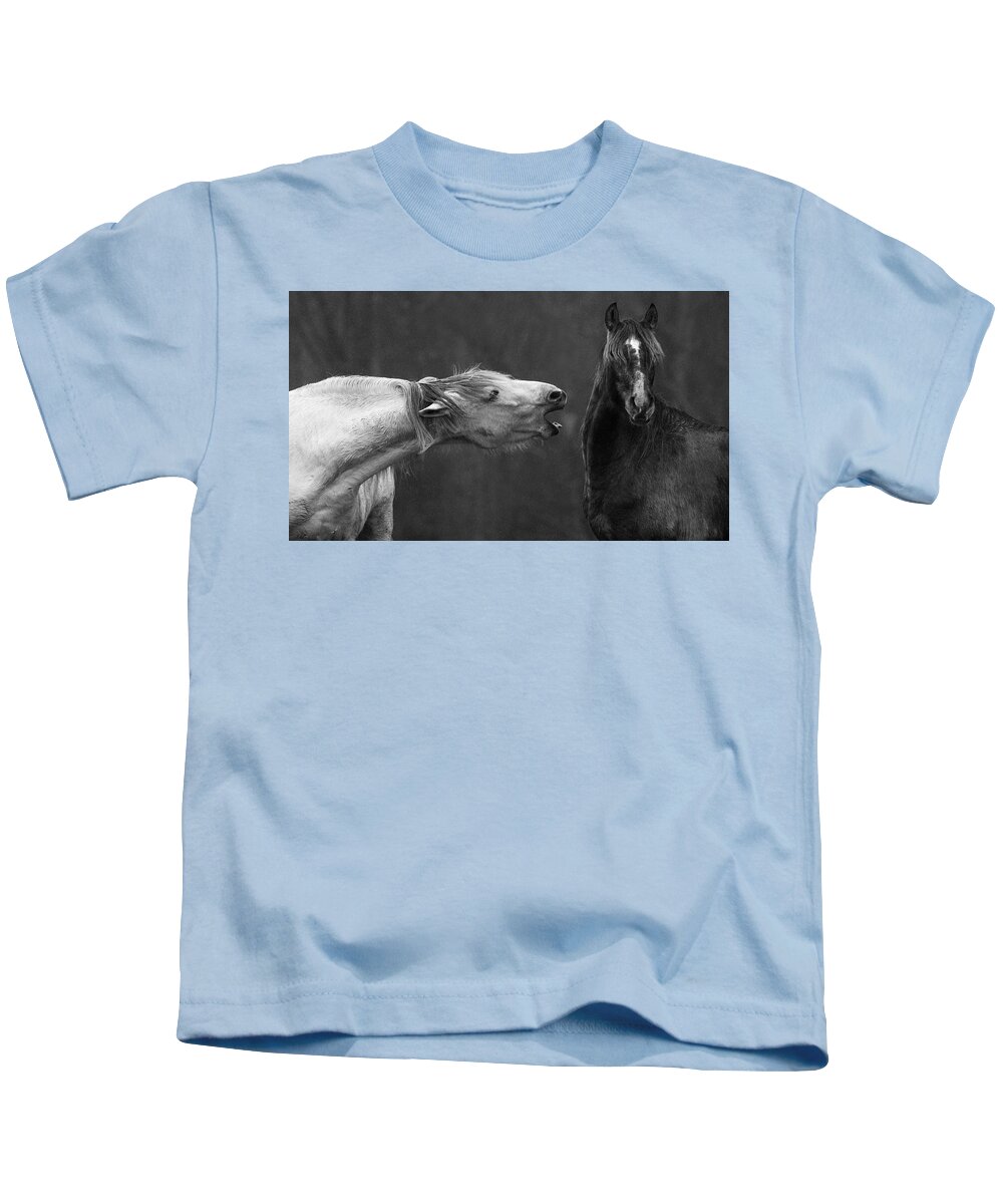 Horses Kids T-Shirt featuring the photograph A Scolding by Art Cole