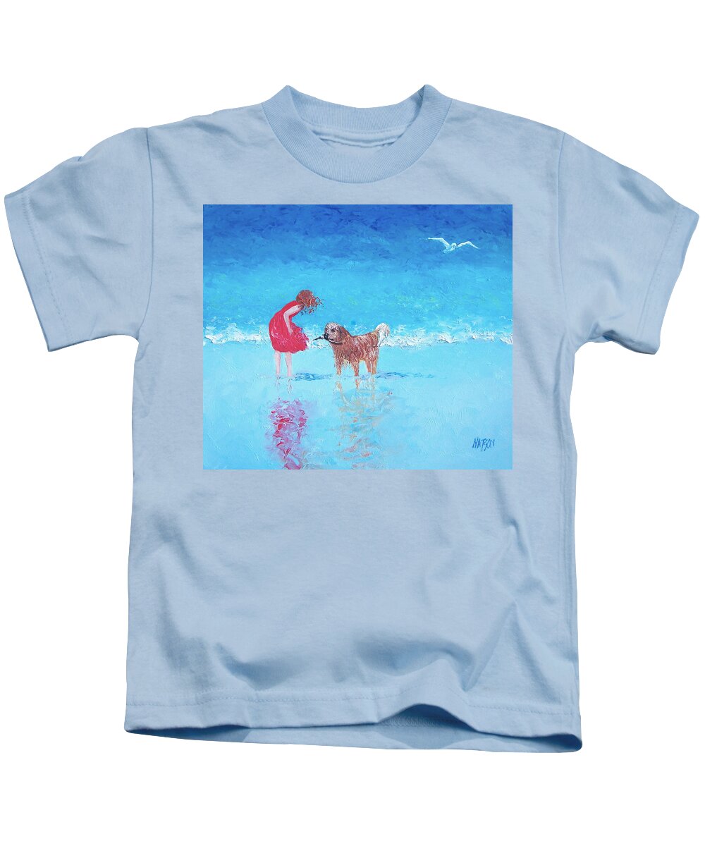 Beach Kids T-Shirt featuring the painting A Summer Breeze by Jan Matson