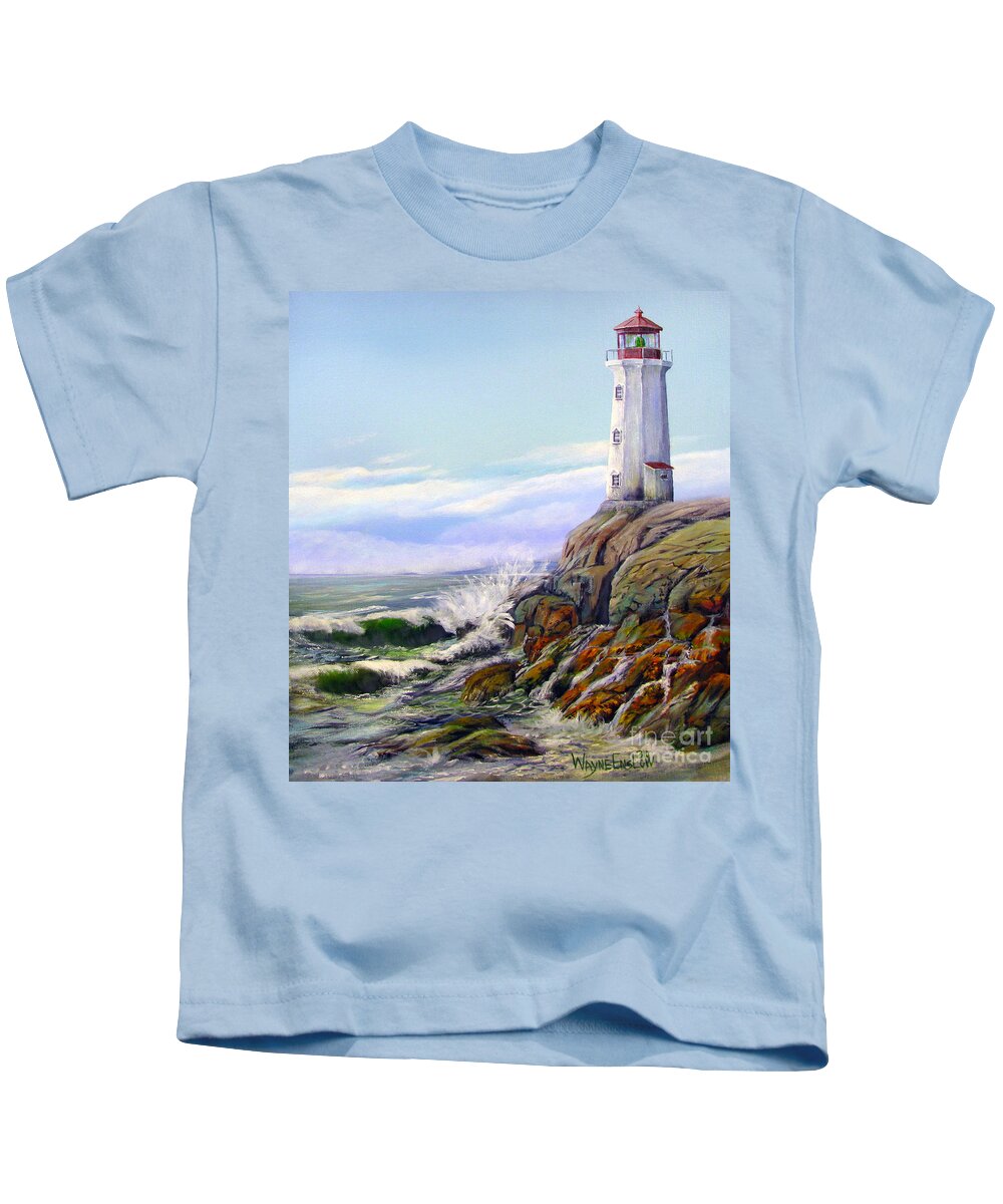 Lighthouse Kids T-Shirt featuring the painting Afternoon Light by Wayne Enslow