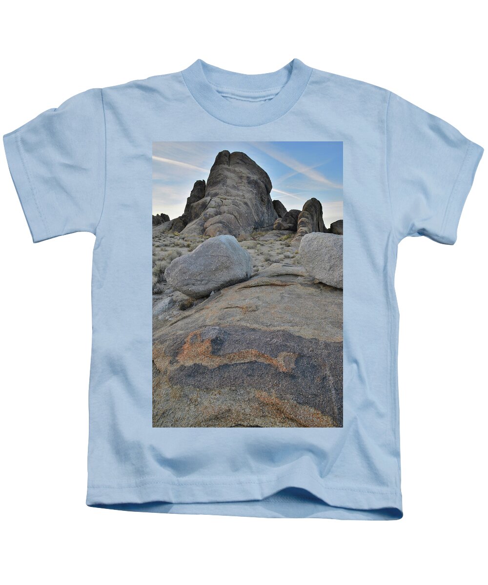 Alabama Hills Kids T-Shirt featuring the photograph Alabama Hills Boulders at Dusk by Ray Mathis