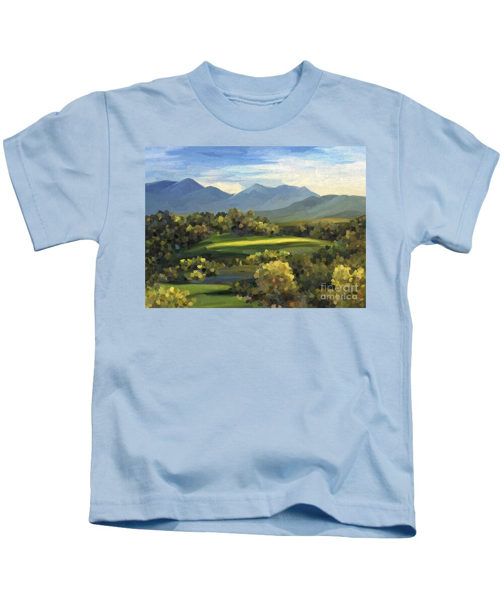 Painting Digital Oil Other  Kids T-Shirt featuring the painting Autumn Trees by Ivana Westin