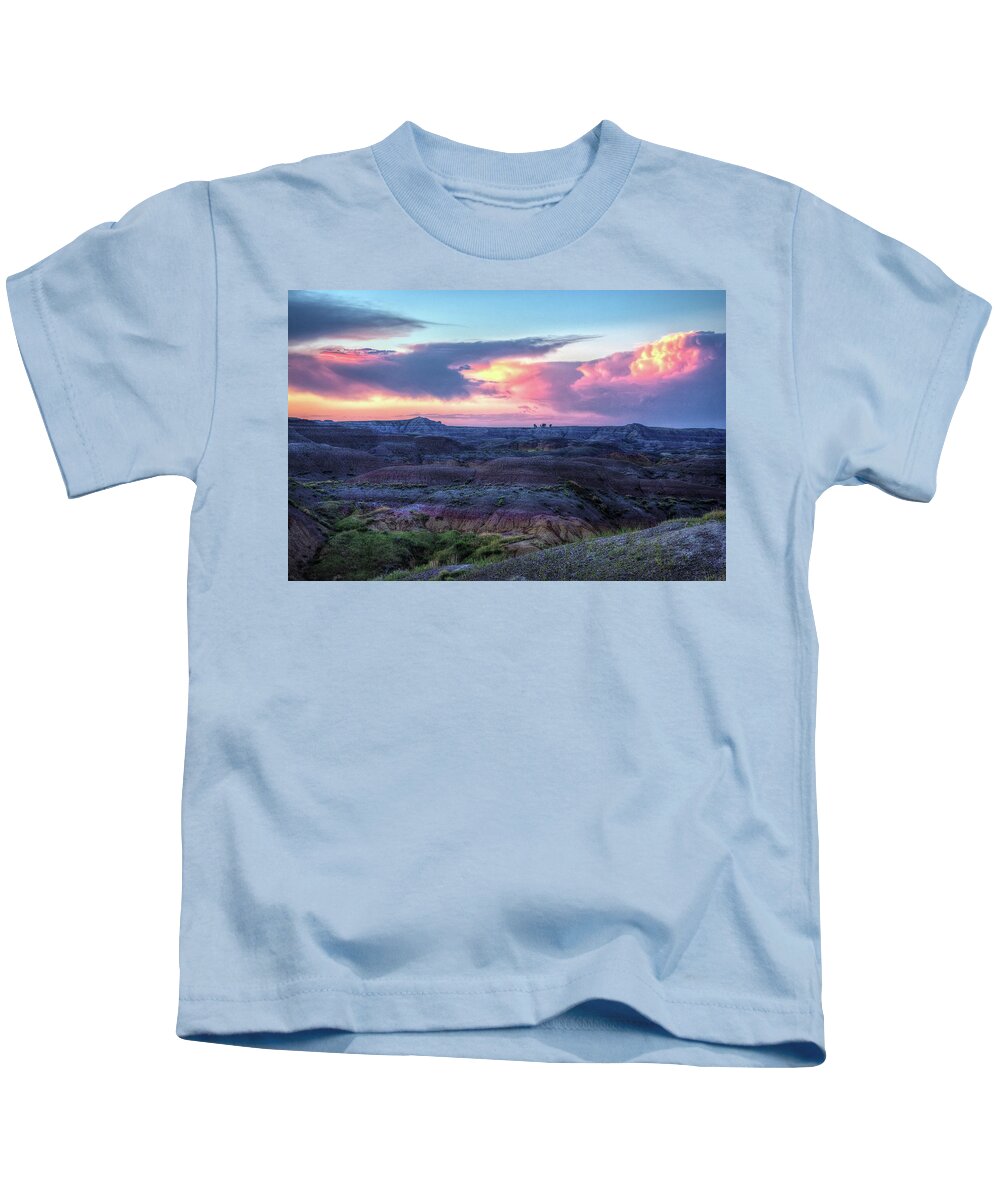 Sunrise Kids T-Shirt featuring the photograph Badlands Sunrise by Fiskr Larsen