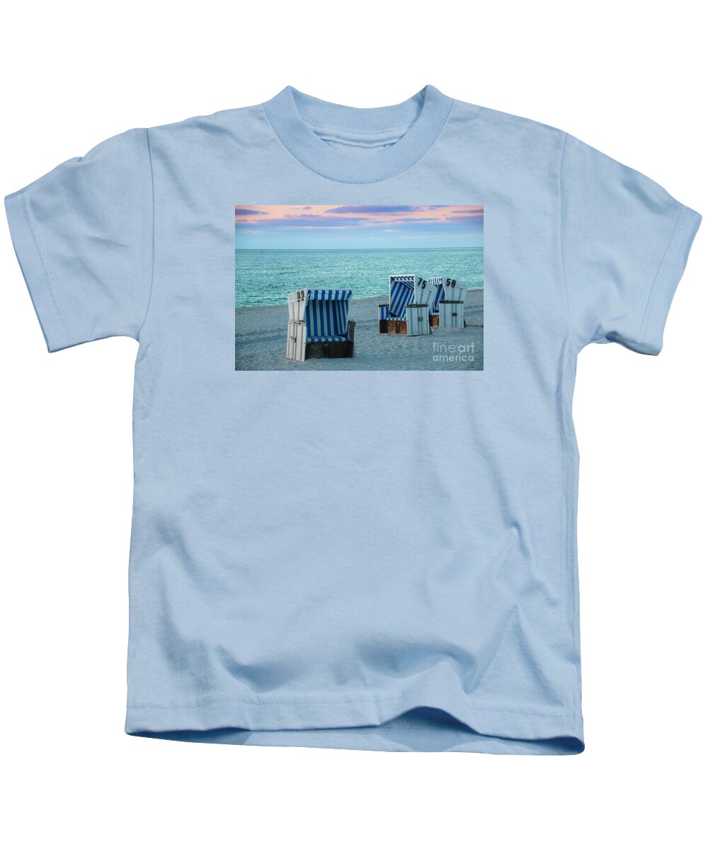 Germany Kids T-Shirt featuring the photograph Beach Chair at Sylt, Germany by Amanda Mohler