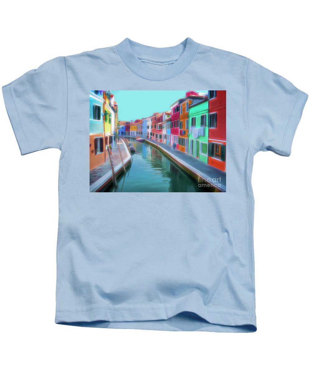 2017 Kids T-Shirt featuring the digital art Beautiful Burano Venice Italy by Jack Torcello