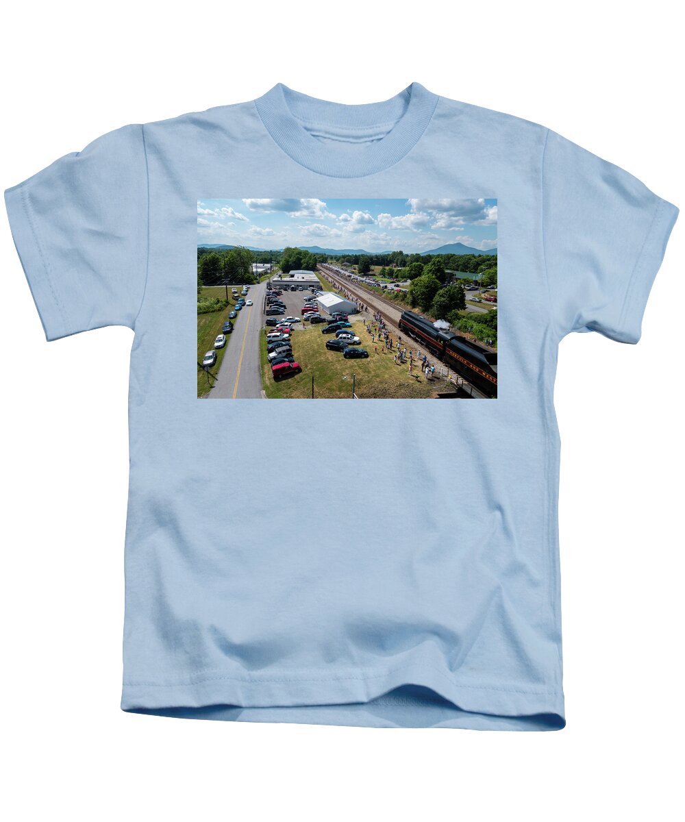 Train Kids T-Shirt featuring the photograph Bedford to Roanoke by Star City SkyCams