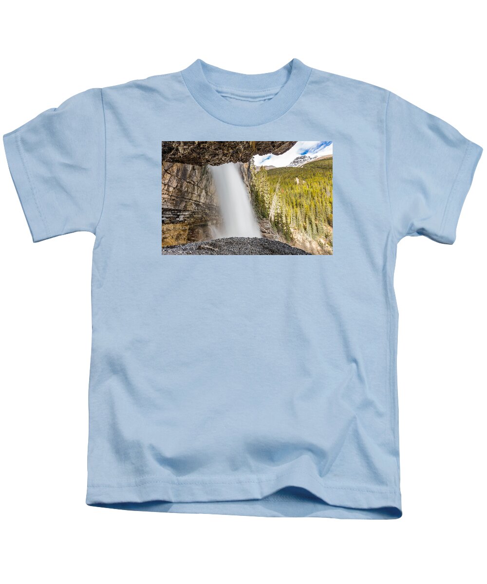 Banff Kids T-Shirt featuring the photograph Behind Panther falls by Pierre Leclerc Photography