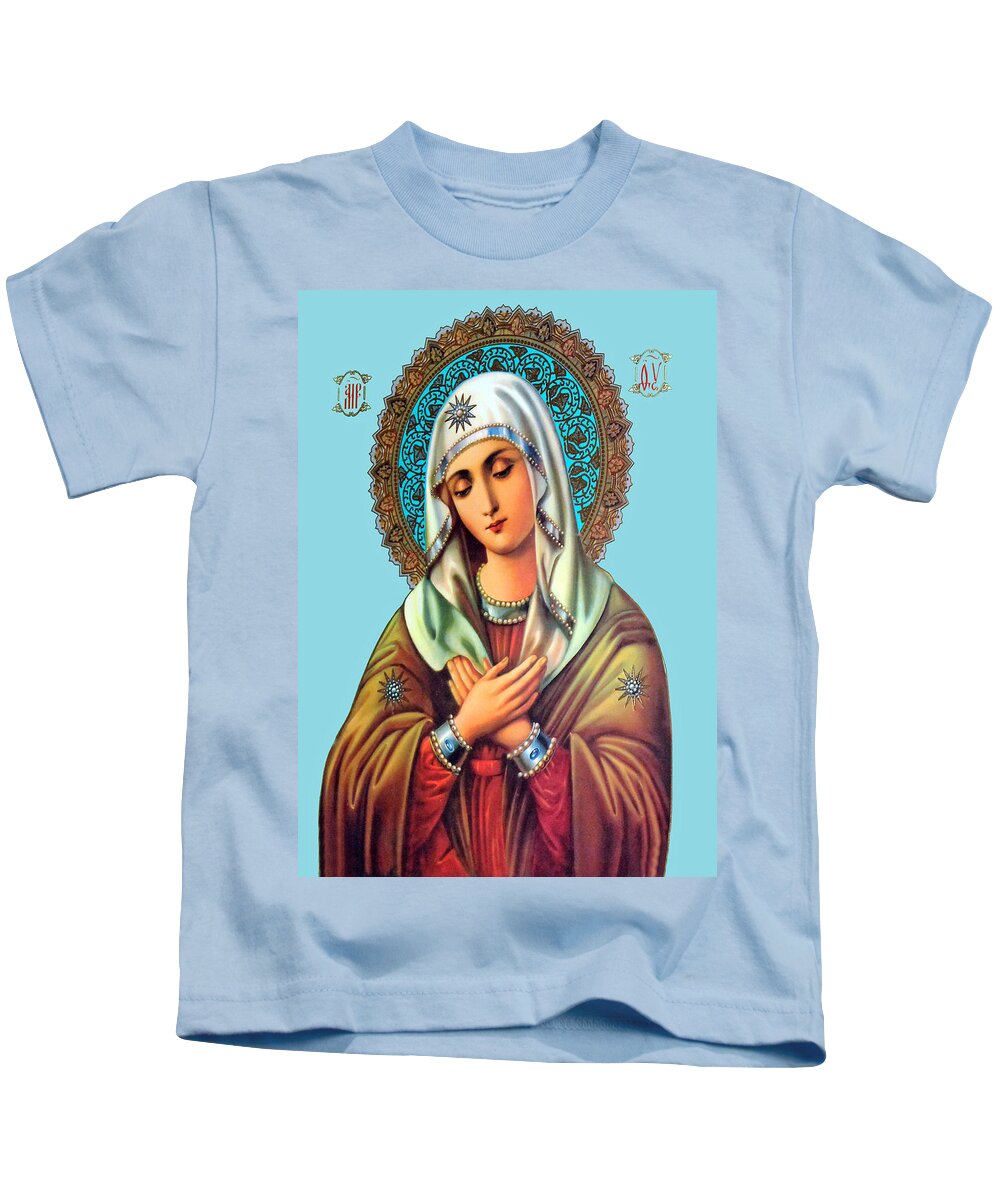 Beit Jala Kids T-Shirt featuring the painting Beit Jala Mary by Munir Alawi