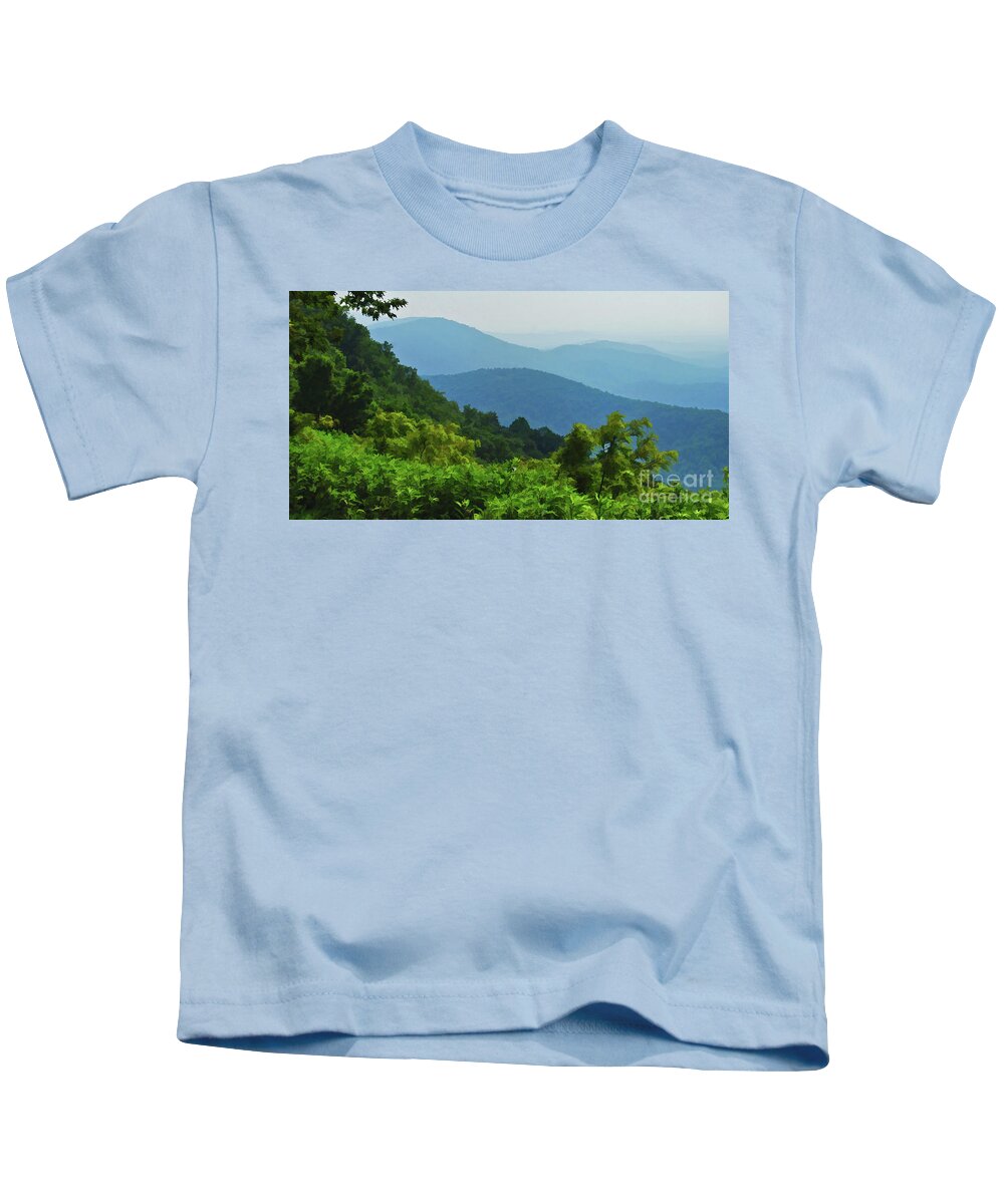 Blue Ridge Mountains Kids T-Shirt featuring the photograph Blue Ridge Mountain Layers by Kerri Farley