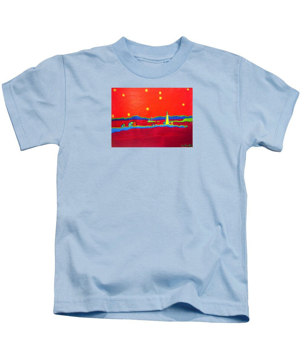 Seascape Kids T-Shirt featuring the painting Boston Harbor Lights by Debra Bretton Robinson