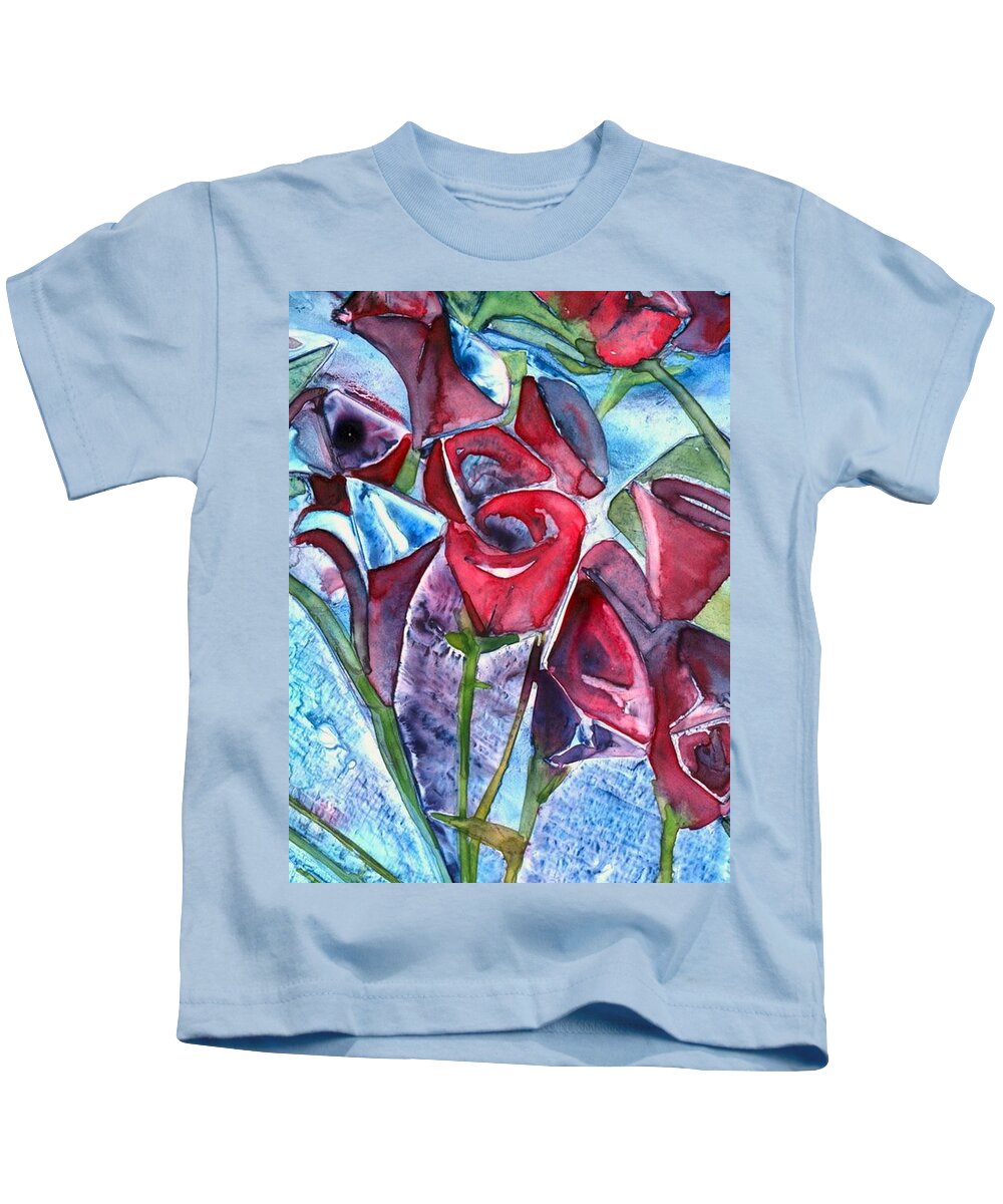 Watercolor Kids T-Shirt featuring the painting Bouquet of Roses by Amy Stielstra