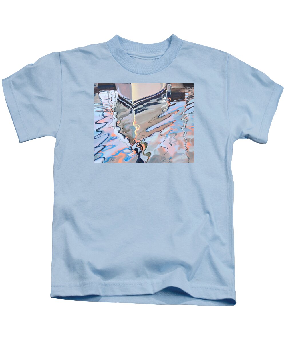 Water Kids T-Shirt featuring the painting Bow Reflected by Donna Tuten