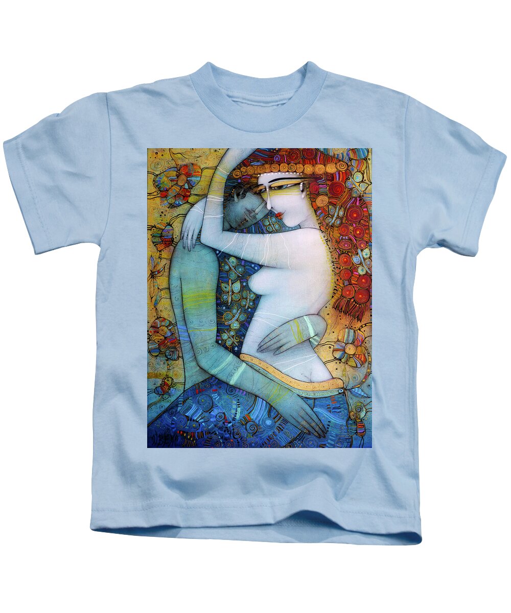 Albena Kids T-Shirt featuring the painting Butterfly Kiss by Albena Vatcheva