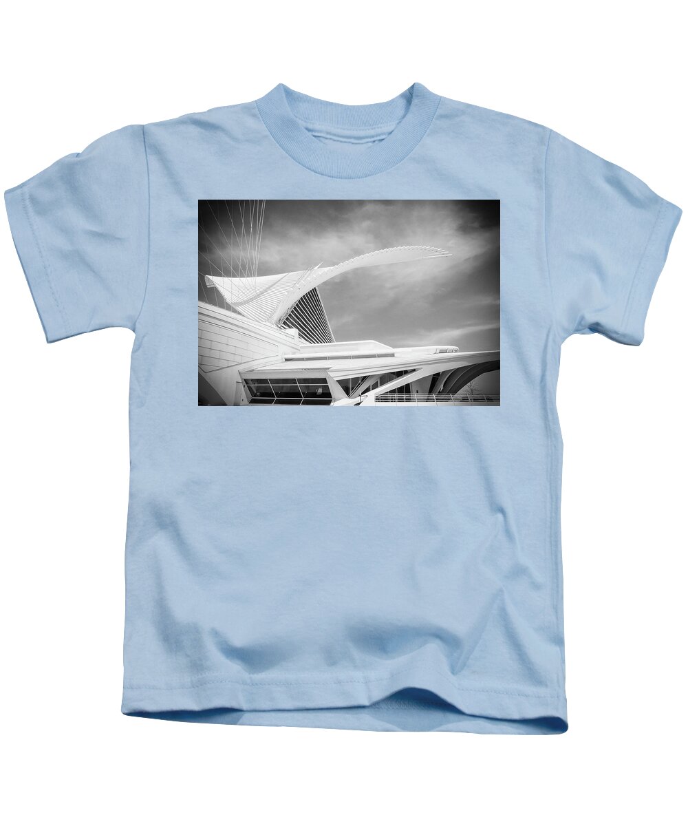 Mam Kids T-Shirt featuring the photograph Calatrava - Milwaukee Art Museum by John Roach
