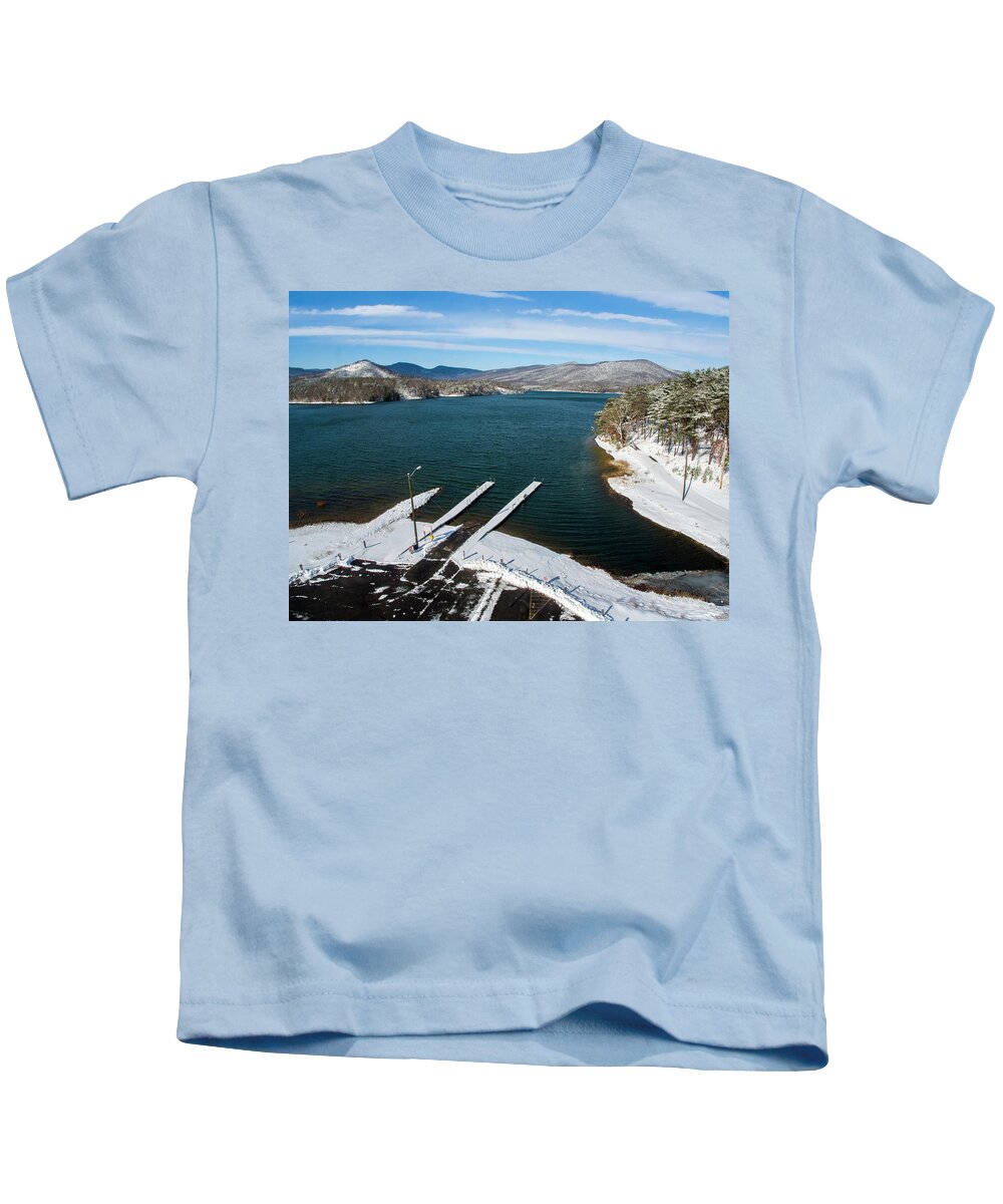 Lake Kids T-Shirt featuring the photograph Carvin's Cove Docks by Star City SkyCams